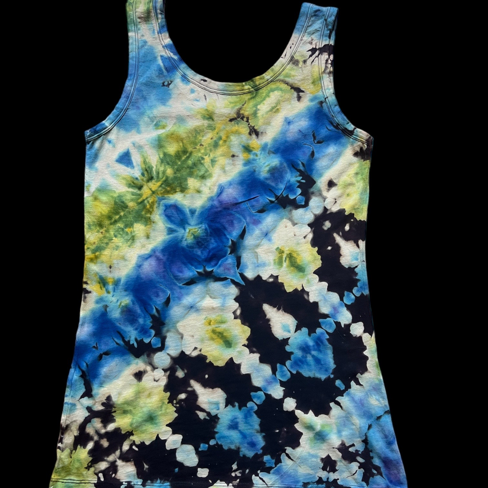 Women Hand Tie Dyed Ecology 100% pima cotton tank top | Size L | Unique Design for Women's Layers | Perfect Gift For Her | Back