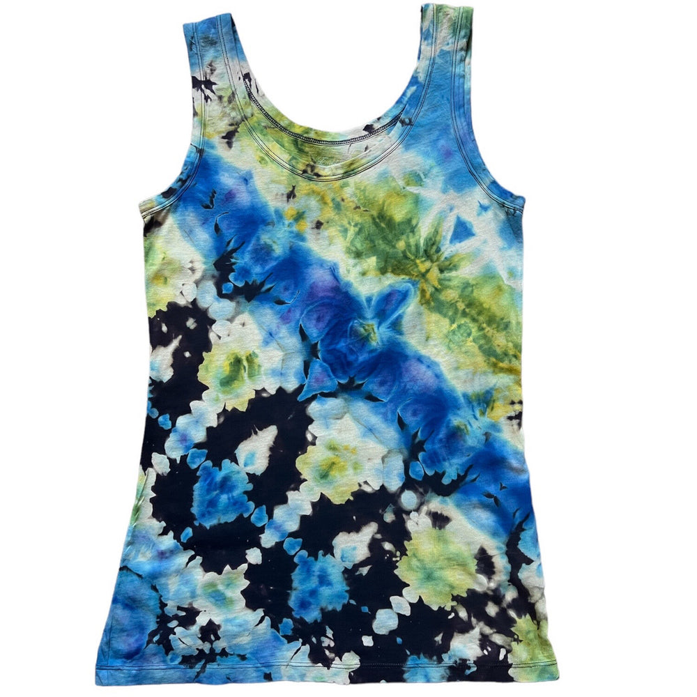 Women Hand Tie Dyed Ecology 100% pima cotton tank top | Size L | Unique Design for Women's Layers | Perfect Gift For Her | Front