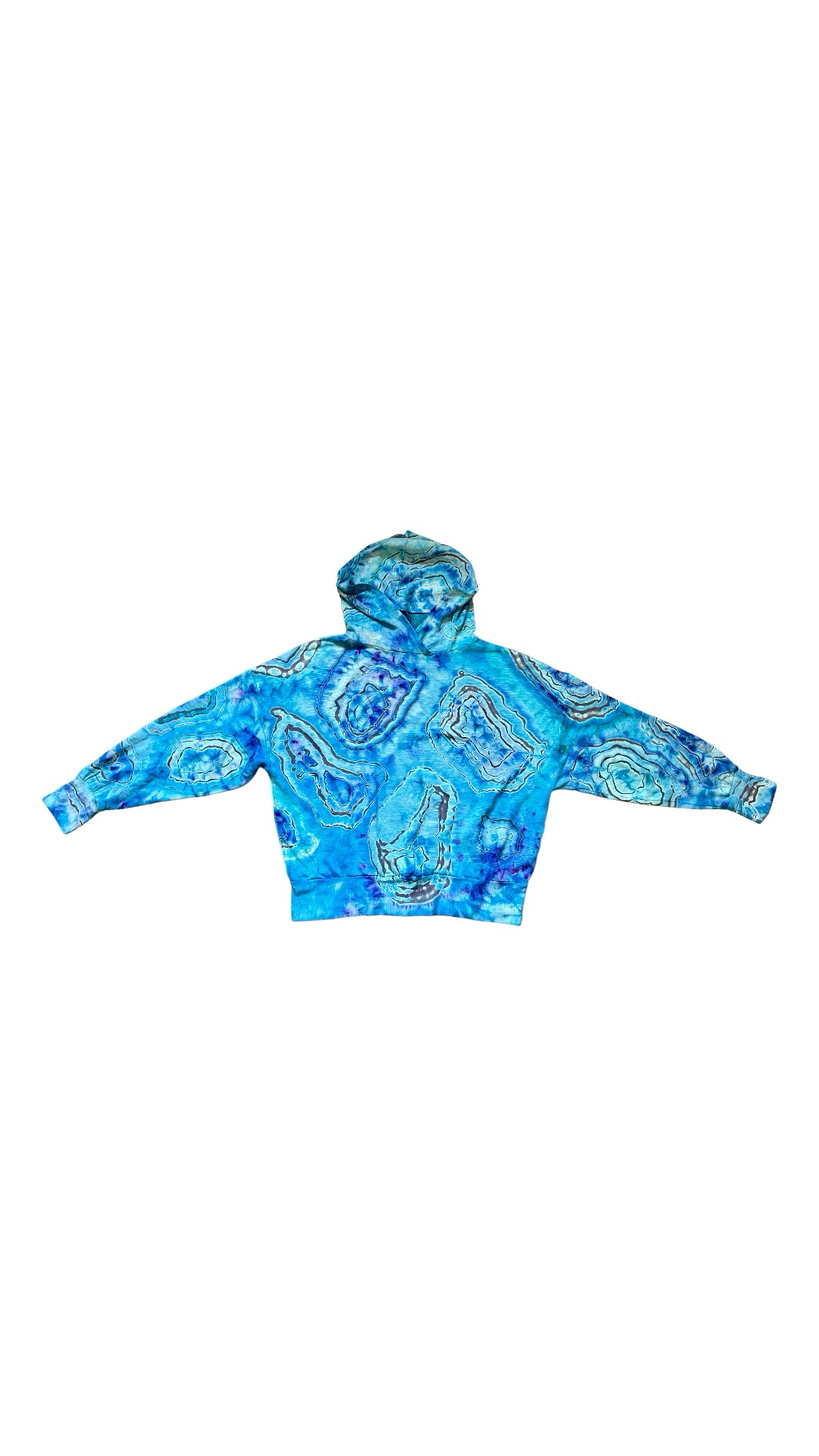 Guru G Active Hand Tie Dyed Hoodie Size L | Blue Green Top | Gift For Her | Unisex | Oversized | Women's Clothing | Back