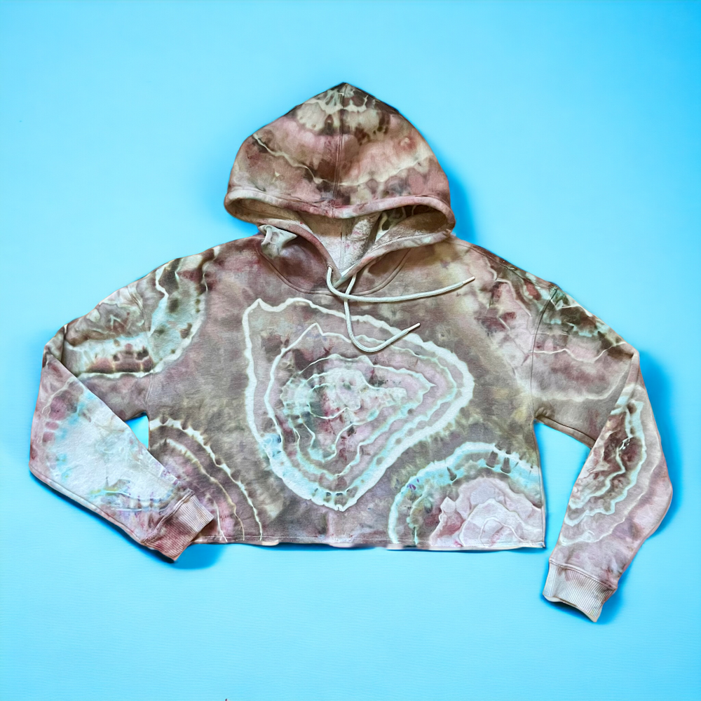 Custom Women's Clothing | Hand Dyed Ladies Cropped Hoodie Size M | Sweatshirt For Her | Front Zoomed In